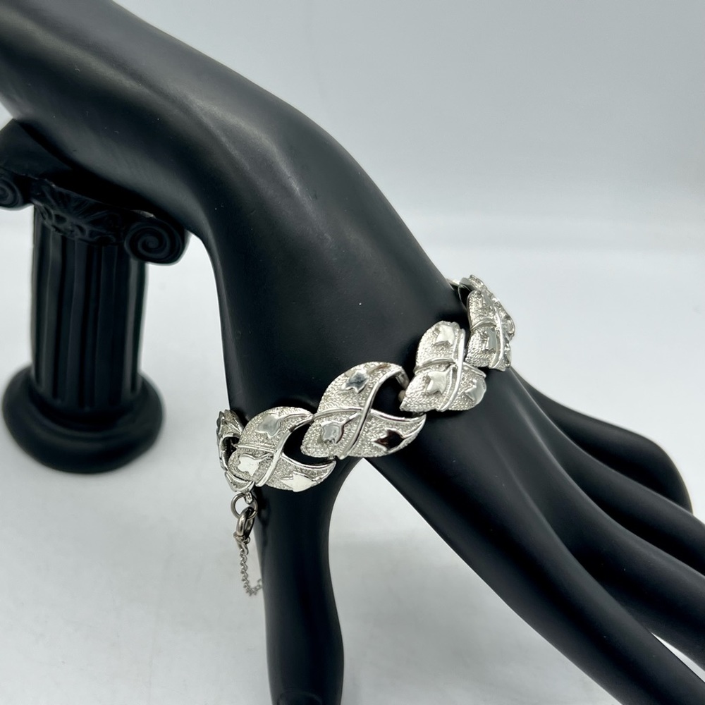 Vintage CORO silver tone link bracelet 7” - Picture 7 of 10